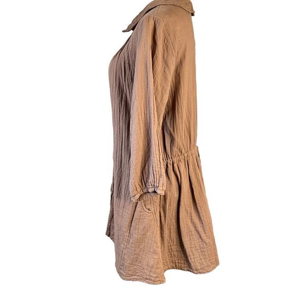 Woman's Brown Button Front Dress Size M Peter Pan Collar 3/4 Sleeves - Picture 12 of 14